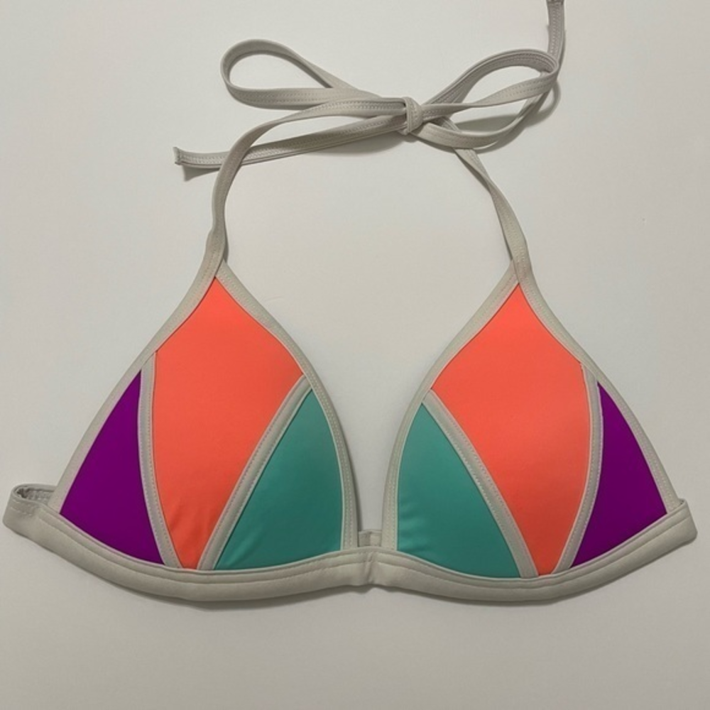 Victoria's Secret PINK Citrus Splash Push-Up Triangle‎ Swim Top Large